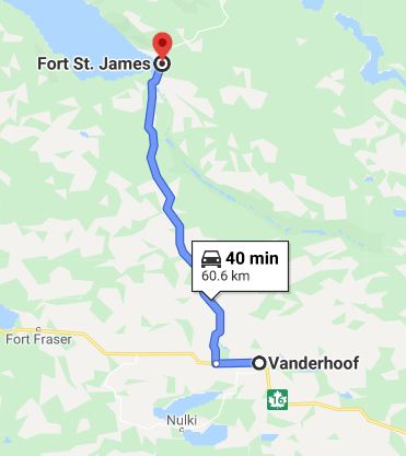 Driving from Vanderhoof to Fort St James